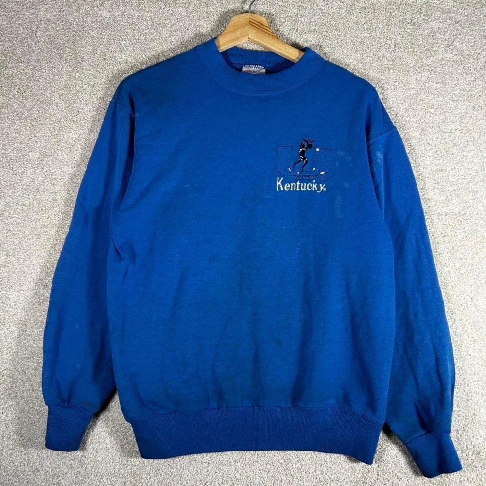 Vintage 80s University of Kentucky wildcats basketball blue distressed crewneck